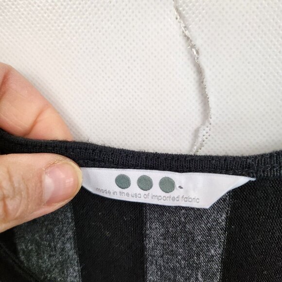 Three Dots Gray Black Striped Dolman Sleeve Scoop Neck Tunic Top Size XS - Picture 3 of 7